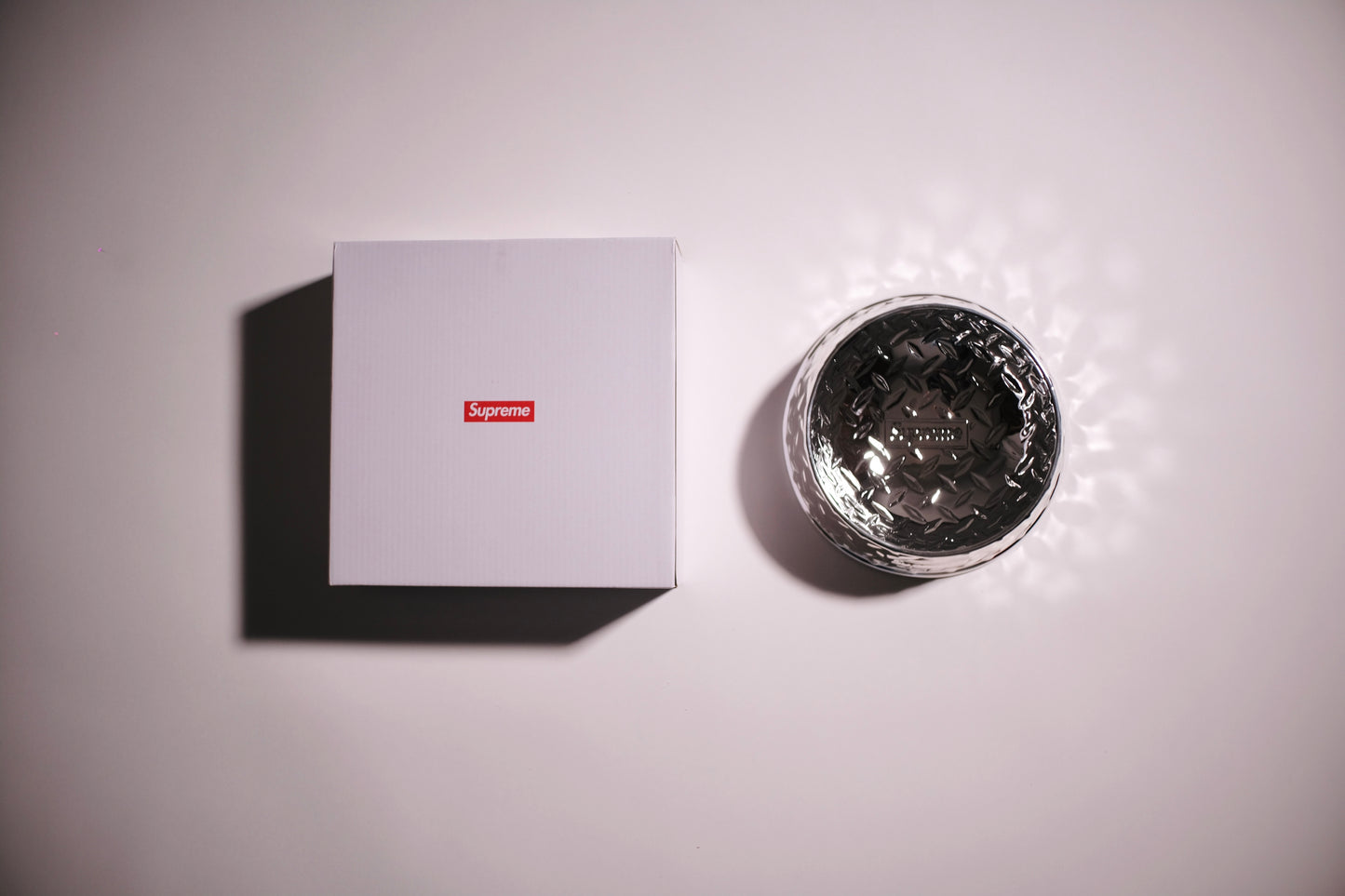 Supreme Diamond Plate Dog Bowl Silver