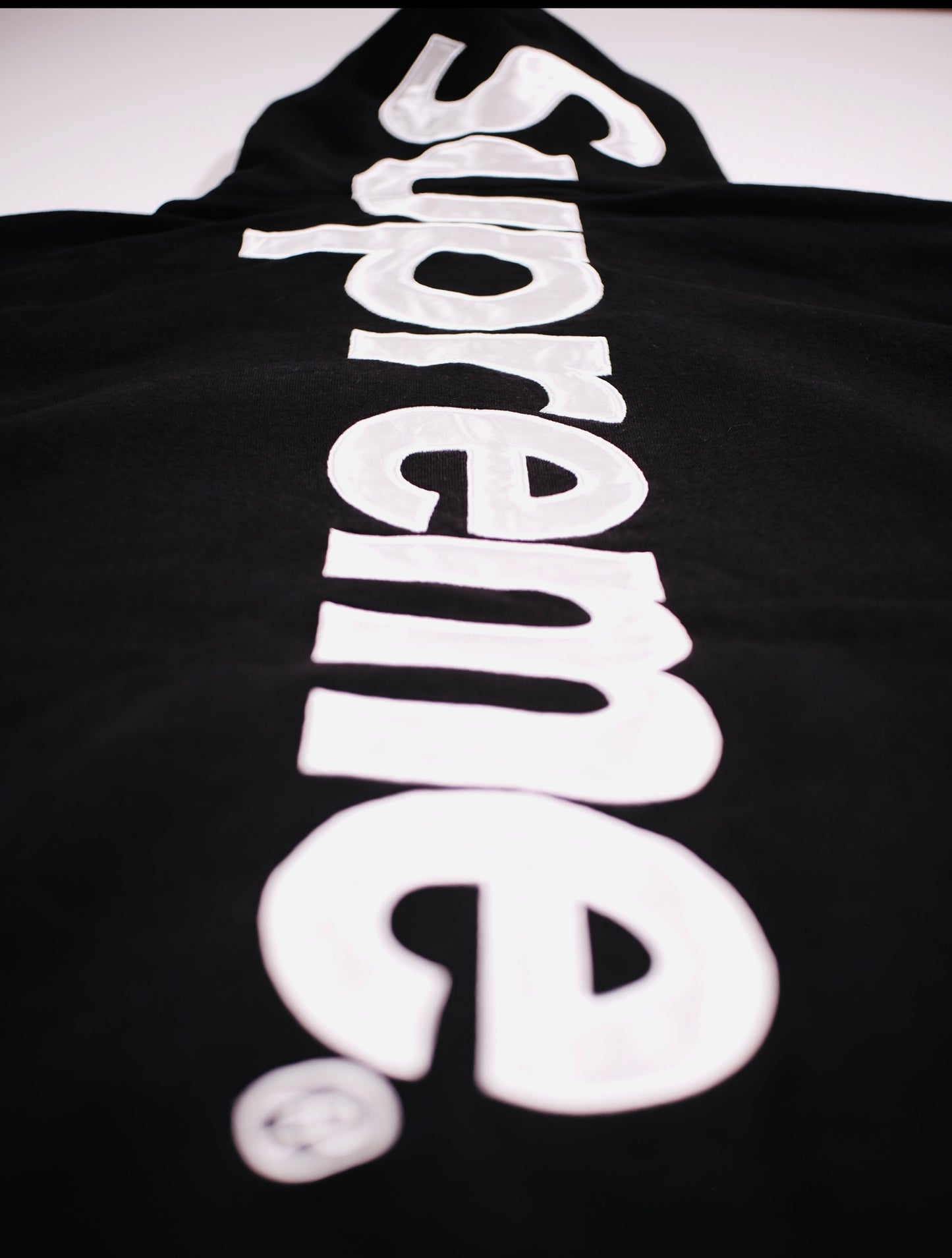 Supreme Satin Appliqué Hooded Sweatshirt